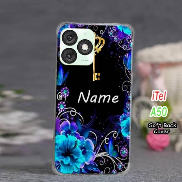 Itel A50 Soft Silicone Back Cover with Custom Name Print