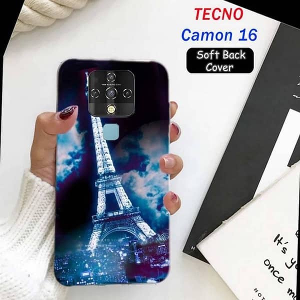Tecno Camon 16 Back Cover with Eiffel Tower Design – Soft Silicone Case