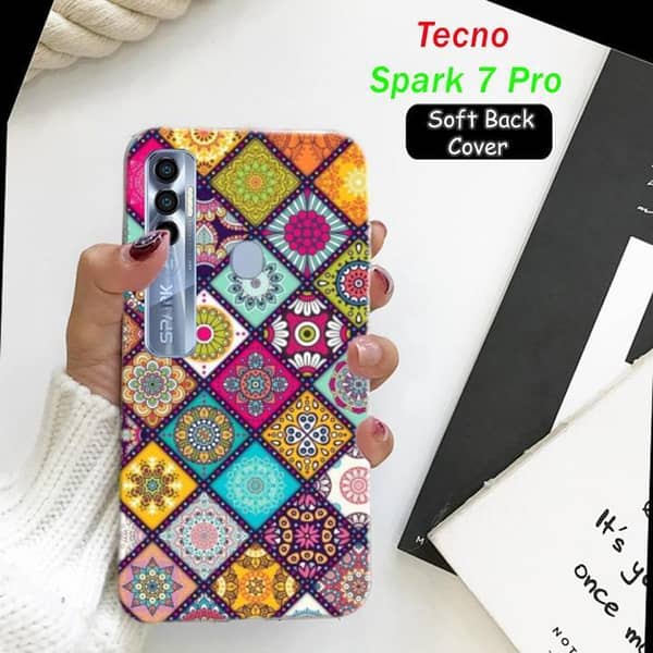 Tecno Spark 7 Pro Back Cover: Art Floral design Soft Silicone Case