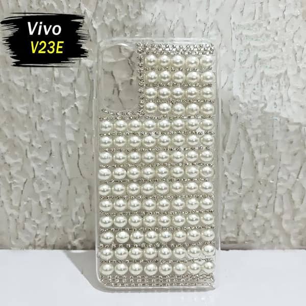 Vivo V23E Back Cover: Soft Silicone Case with Bling Glitter Pearl Design