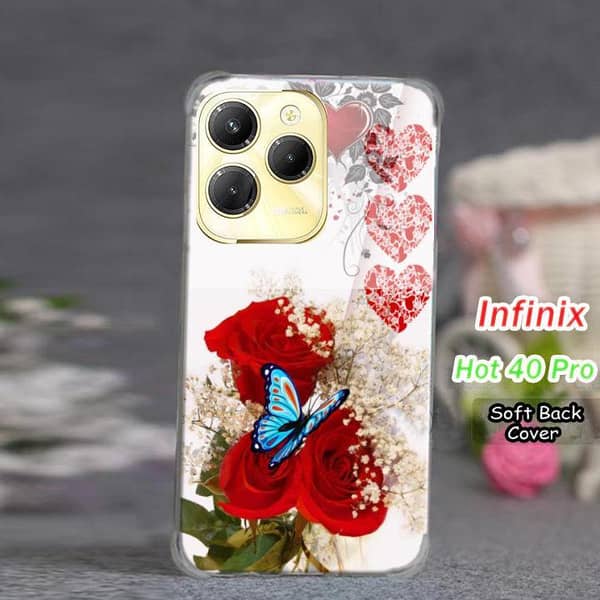 Infinix Hot 40 Pro Back Cover with Floral Soft Silicone