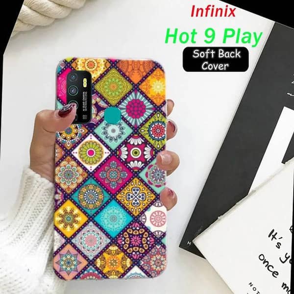 Infinix Hot 9 Play Back Cover - Art Floral Design Soft Silicone Case