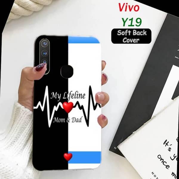 Vivo Y19 Back Cover with Mom Dad Design – Soft silicone case