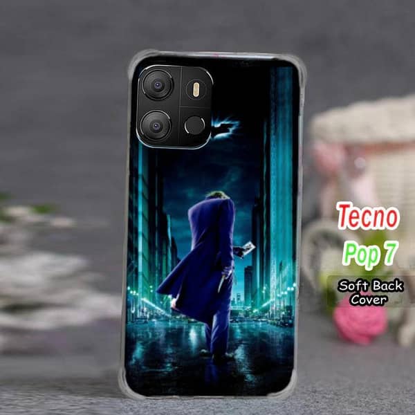 Tecno Pop 7 Back Cover with Joker Print – Soft Silicone Case