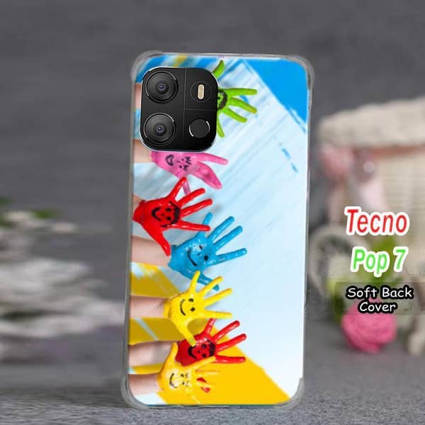 Tecno Pop 7 Back Cover: Smile Design Soft Silicone Case