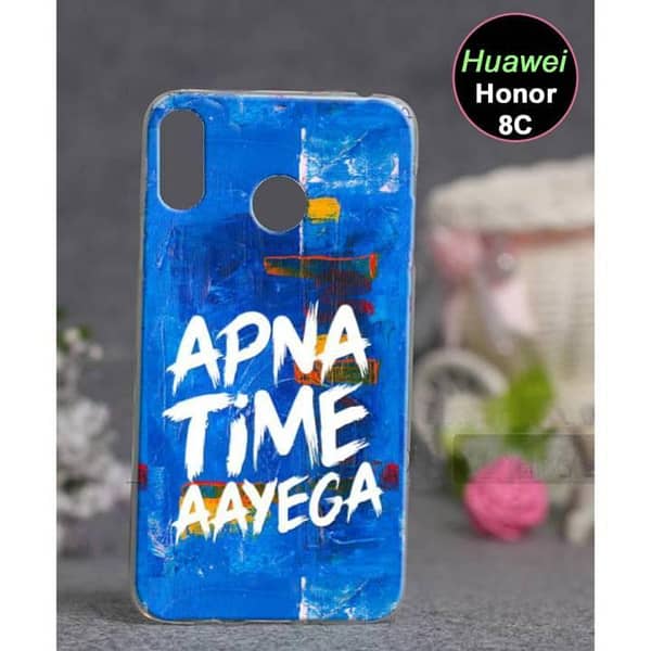 Huawei Honor 8C Back Cover with Apna Time Aayega Design - Soft Silicone Case
