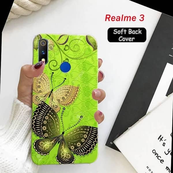 Realme 3 Back Cover - Butterfly Design Soft Silicone Case