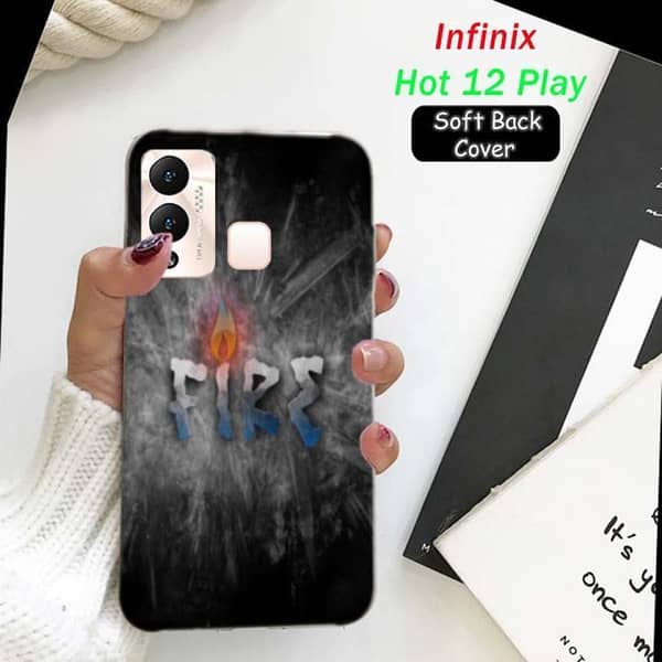 Infinix Hot 12 Play Back Cover – Fire Design Soft Silicone Case