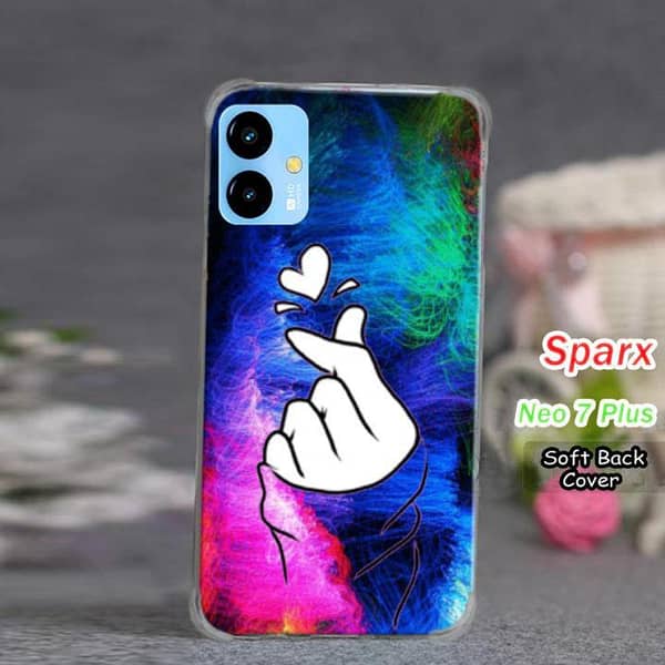 Sparx Neo 7 Plus Back Cover - Soft Silicone Case with Ladies Love Floral Art Design