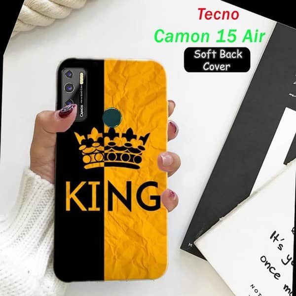 Tecno Camon 15 Air Soft Silicone Back Cover with King Print