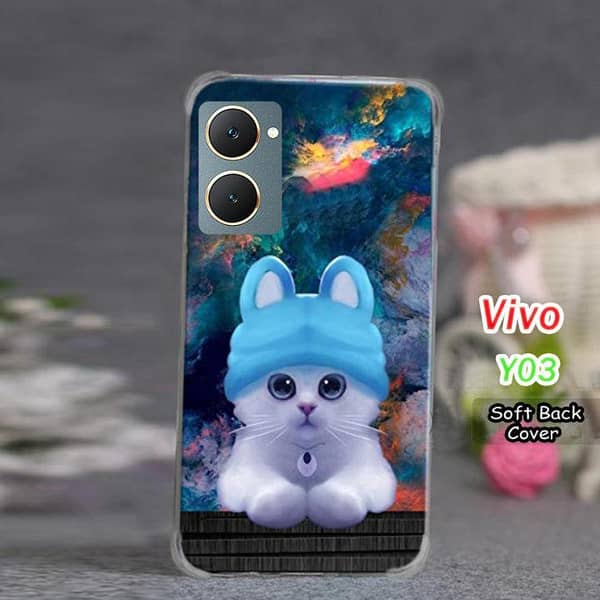 Vivo Y03 Cat Design Soft Silicone Back Cover