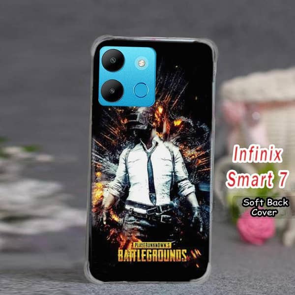 Infinix Smart 7 Back Cover: PUBG Design Soft Silicone Case