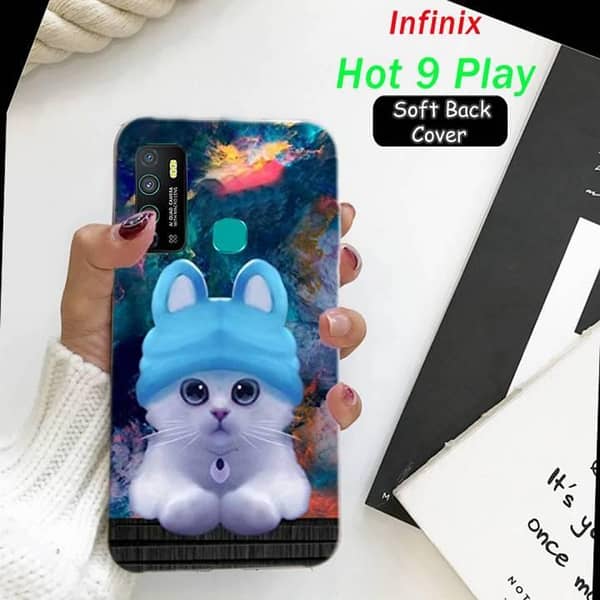 Infinix Hot 9 Play Back Cover – Cat Design Soft Silicone Case