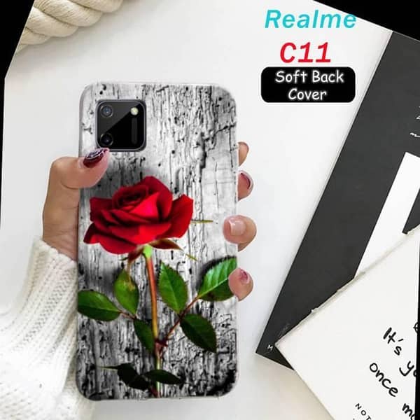 Realme C11 Back Cover with Rose Design — Soft Silicone Case