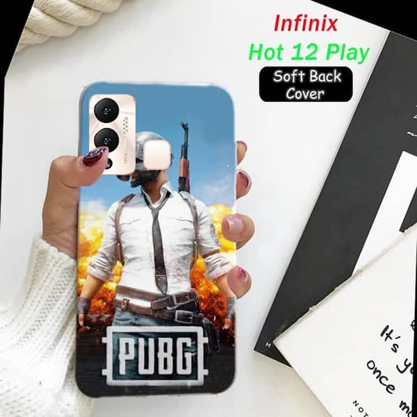 Infinix Hot 12 Play Back Cover with PUBG Design, Soft Silicone