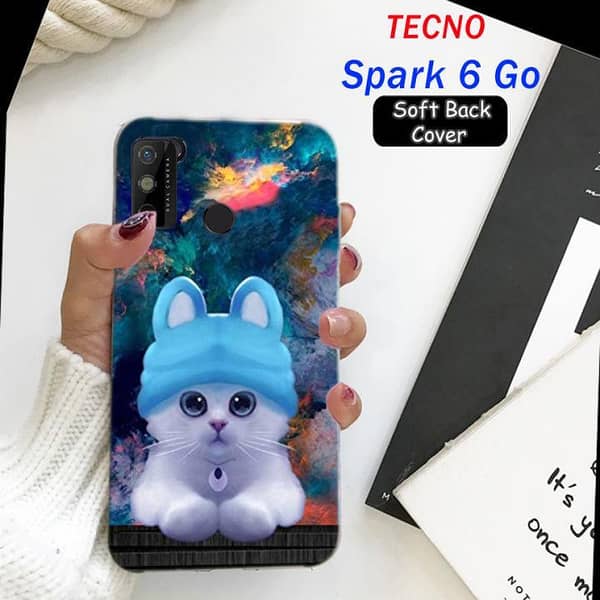 Tecno Spark 6 Go Back Cover – Cat Design Soft Silicone Case
