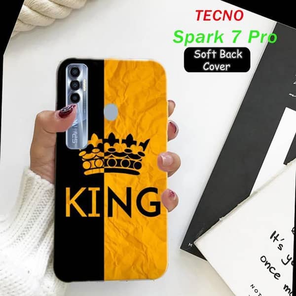 Tecno Spark 7 Pro Back Cover - King Design Soft Silicone Case