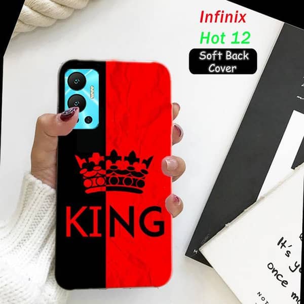 Infinix Hot 12 Back Cover - King Design Soft Silicone Case