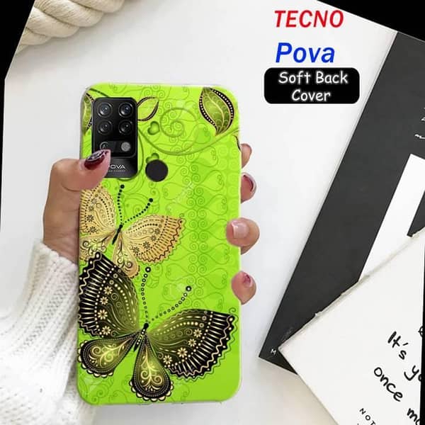 Tecno Pova Back Cover: Butterfly Design Soft Silicone Case