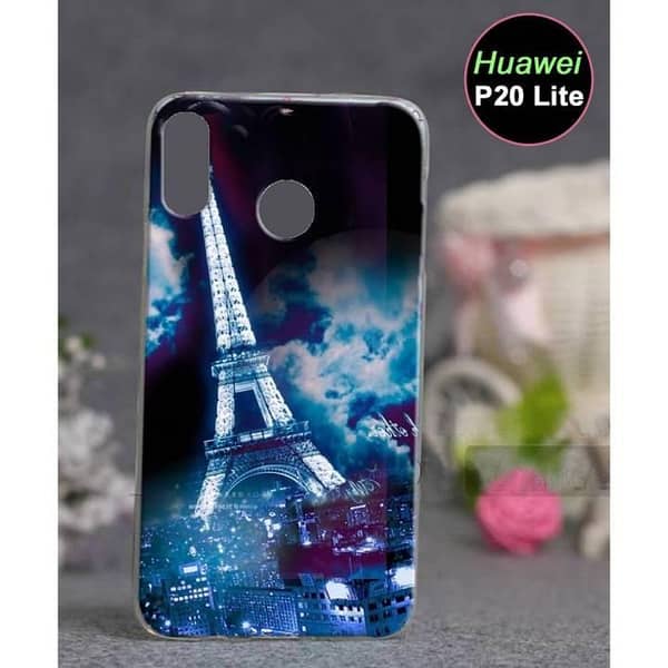 Huawei P20 Lite Back Cover with Eiffel Tower Print – Soft Silicone Case