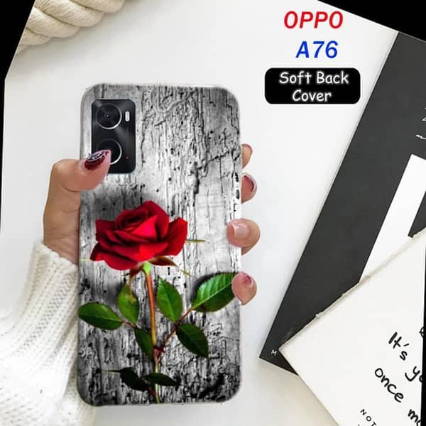 Oppo A76 Back Cover — Rose Design Soft Silicone Case