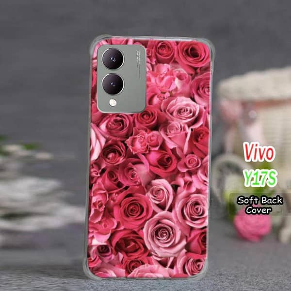 Vivo Y17S Back Cover - Red Rose Design Soft Silicone Case