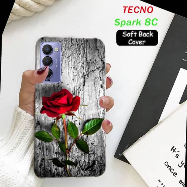 Tecno Spark 8C Back Cover - Rose Design Soft Silicone Case
