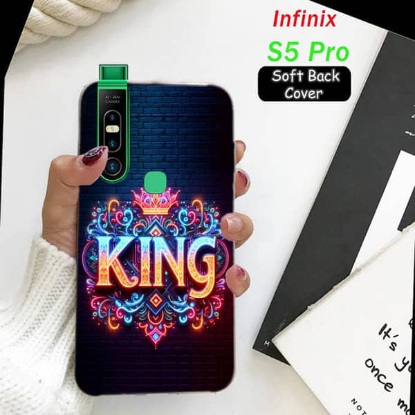 Infinix S5 Pro Back Cover with King Neon Effect Design in Soft Silicone