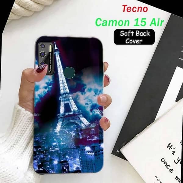 Tecno Camon 15 Air Back Cover — Eiffel Tower Design, Soft Silicone