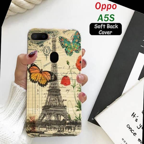 Oppo A5S Back Cover with Eiffel Tower Design – Soft Silicone Case