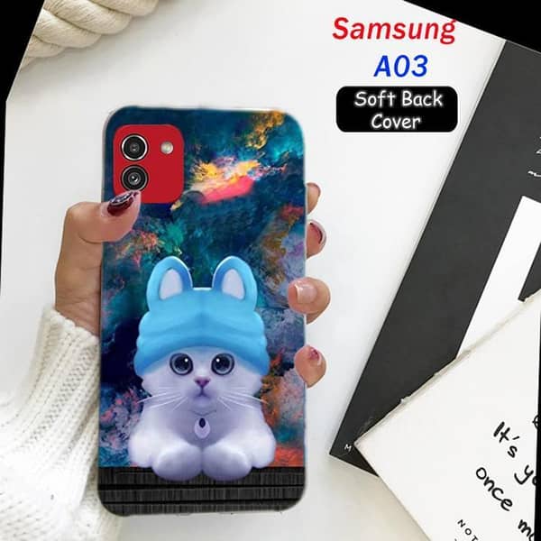 Samsung A03 Back Cover - Cat Design Soft Silicone Case