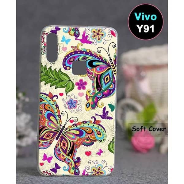 Vivo Y91 Back Cover: Butterfly Design Soft Silicone Case