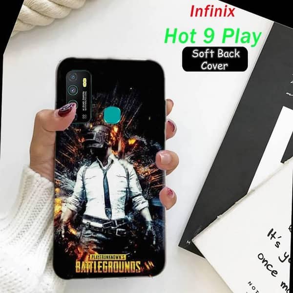 Infinix Hot 9 Play Back Cover with PUBG Design Soft Silicone Case
