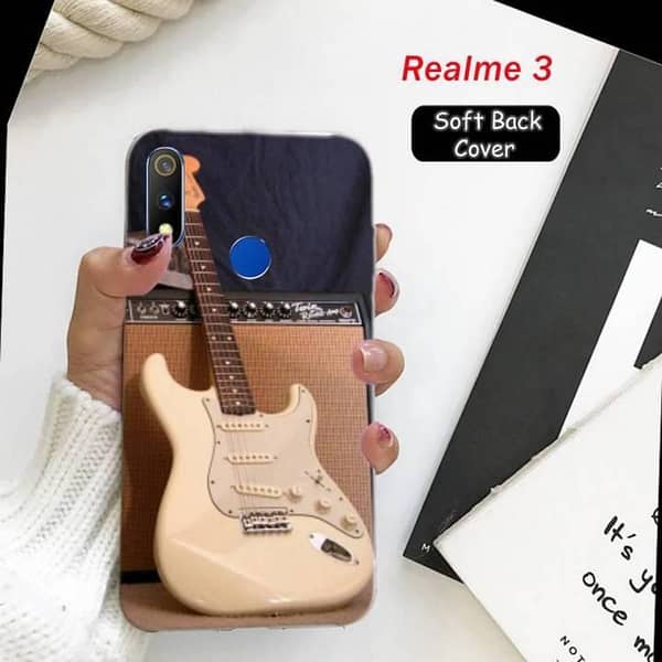 Realme 3 Back Cover - Soft Silicone Case with Guitar Design