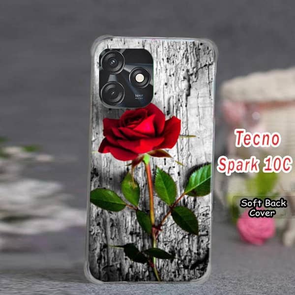 Tecno Spark 10C Back Cover – Rose Design Soft Silicone Case