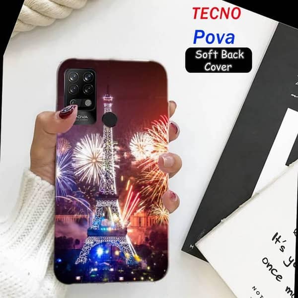 Tecno Pova Soft Silicone Back Cover with Eiffel Tower Print