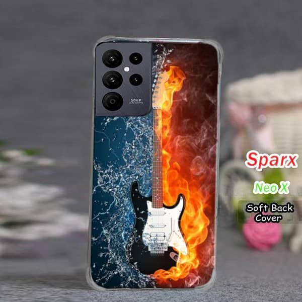 Sparx Neo X Back Cover: Guitar Print Soft Silicone Case