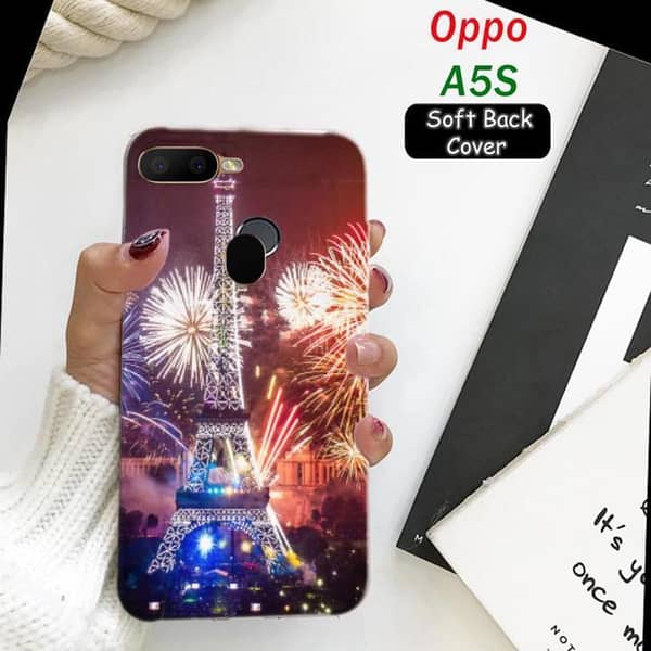 Oppo A5S Back Cover with Eiffel Tower Design — Soft Silicone Case