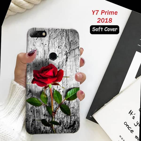 Huawei Y7 Prime 2018 Back Cover: Rose Design Soft Silicone Case