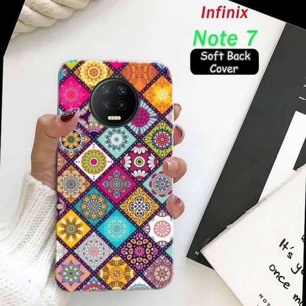 Infinix Note 7 Back Cover: Soft Silicone Case with Art Floral Design