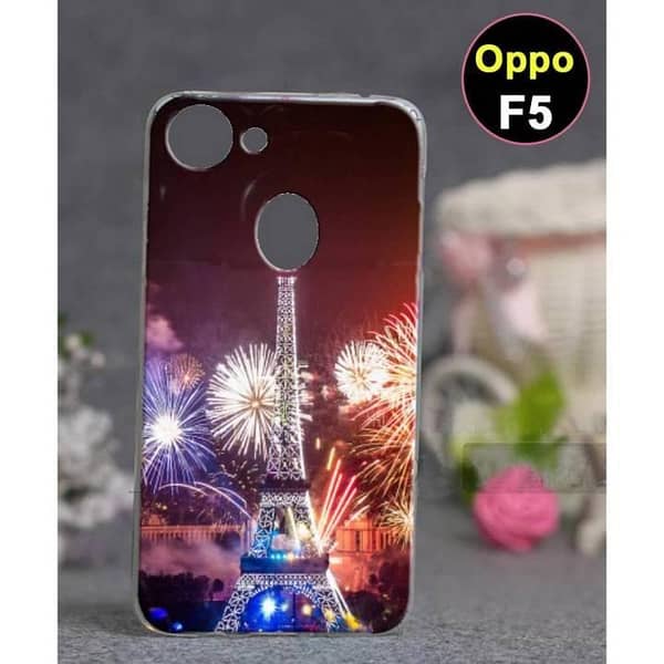 Oppo F5 Back Cover with Eiffel Tower Print, Soft Silicone Case