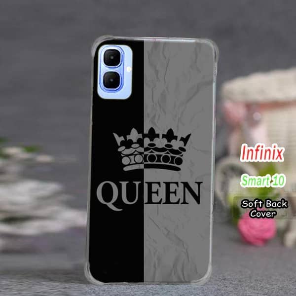 Infinix Smart 10 Back Cover - Queen Grey Soft Silicone Case
