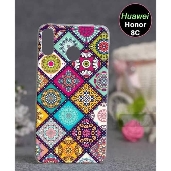 Huawei Honor 8C Floral Soft Back Cover — Flexible Silicone Case with Digital Print, Precise Fit