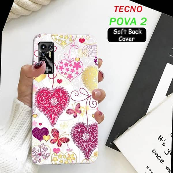 Tecno Pova 2 Back Cover – Soft Silicone Case with Love Print