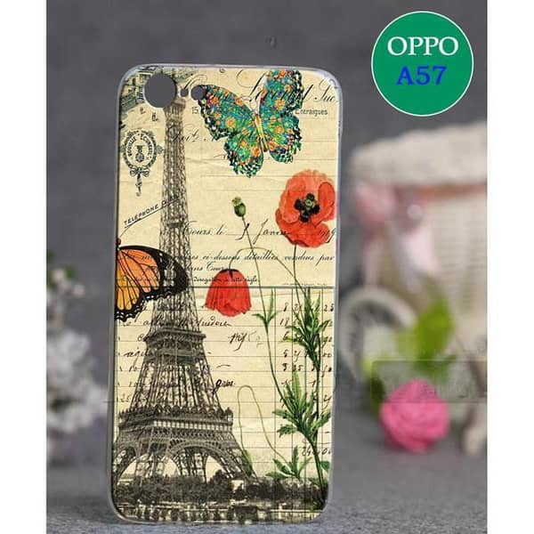Oppo A57 Back Cover - Eiffel Tower Design Soft Silicone Case