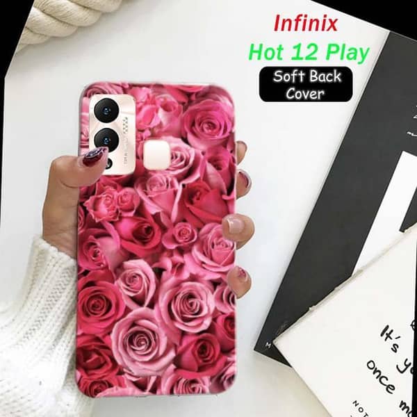 Infinix Hot 12 Play Back Cover – Red Rose Soft Silicone Case