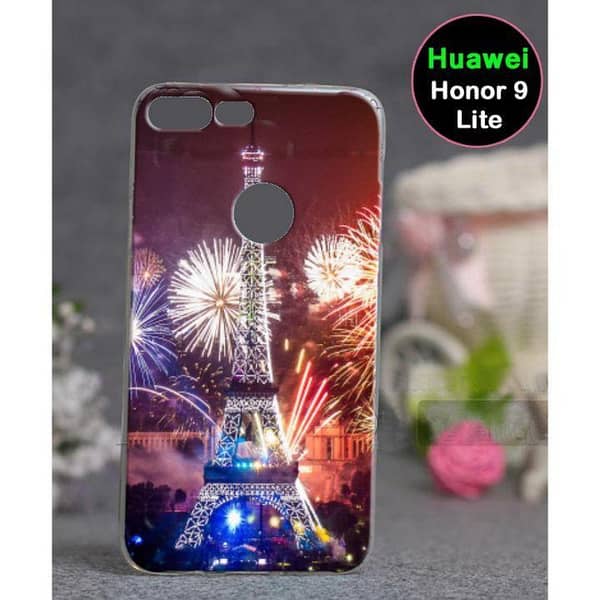 Huawei Honor 9 Lite Back Cover with Eiffel Tower Style Print (Soft Silicone)