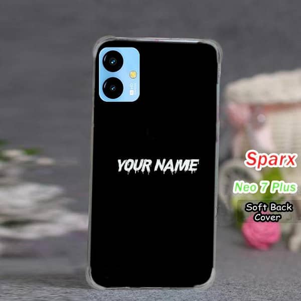Sparx Neo 7 Plus Back Cover with Custom Name Print - Soft Silicone Case