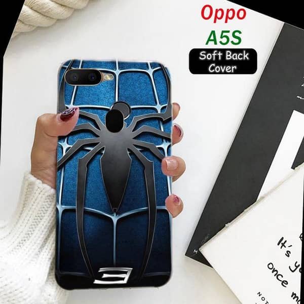 Oppo A5S Soft Silicone Back Cover with Spider Design