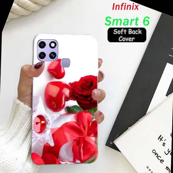 Infinix Smart 6 Back Cover - Love Design Soft Silicone Case
